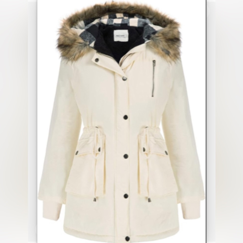 EUC Size SM GRACE KARIN Women's Hooded Fleece Line Faux Fur Jacket with Pockets